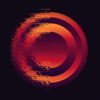 Abstract circular design with a glitch effect